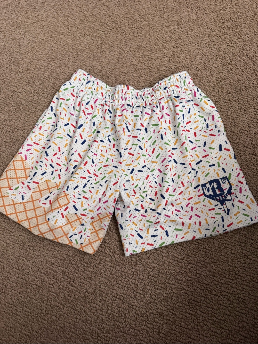 White Sprinkle Print Kids' Shorts with Ice Cream Accent